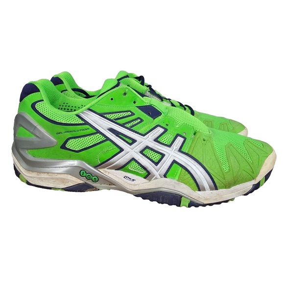 Asics Gel Resolution 5 Sneakers Mens 14 Green Pickleball Tennis Shoes E300Y * - Picture 1 of 11